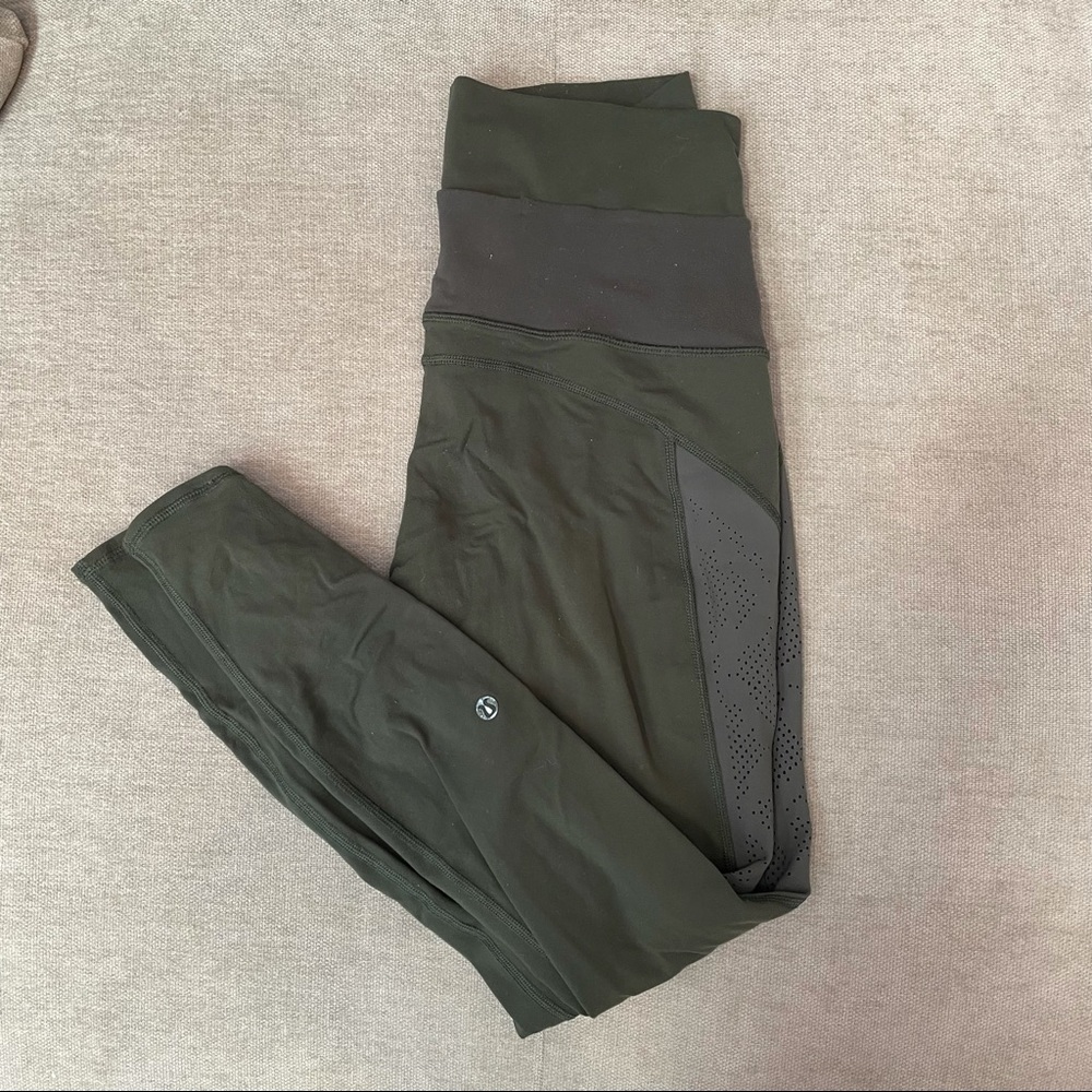 Olive lululemon mesh leggings 25”